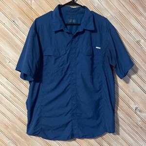 Columbia Men's Blue Casual Button Down Shirt Outdoors Sportswear Nilon
